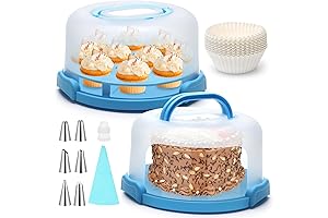 Coolrunner 2 Pack Cake Carrier with Lid and Handle 12inch