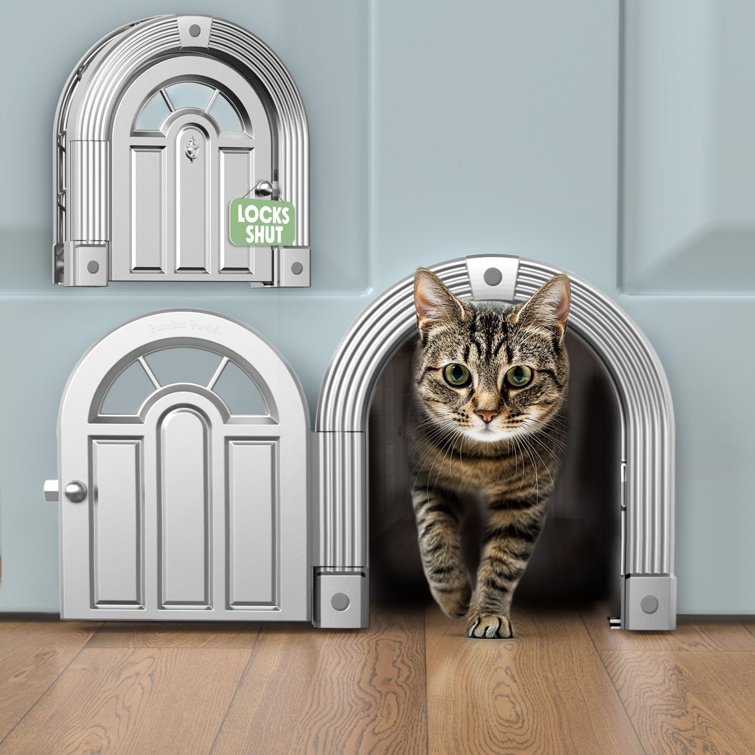 Interior Cat Door - No-Flap Design for Cats Up to 20 lbs, Easy DIY Setup, Secured Installation in Minutes, No Training Needed
