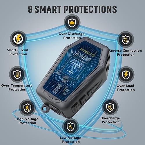 Miniatura 3 de Cargador de batería de plomo Lifepo4 de litio de 6 V y 12 V, mantenedor de cargador de batería completamente automático inteligente de 3 amperios,