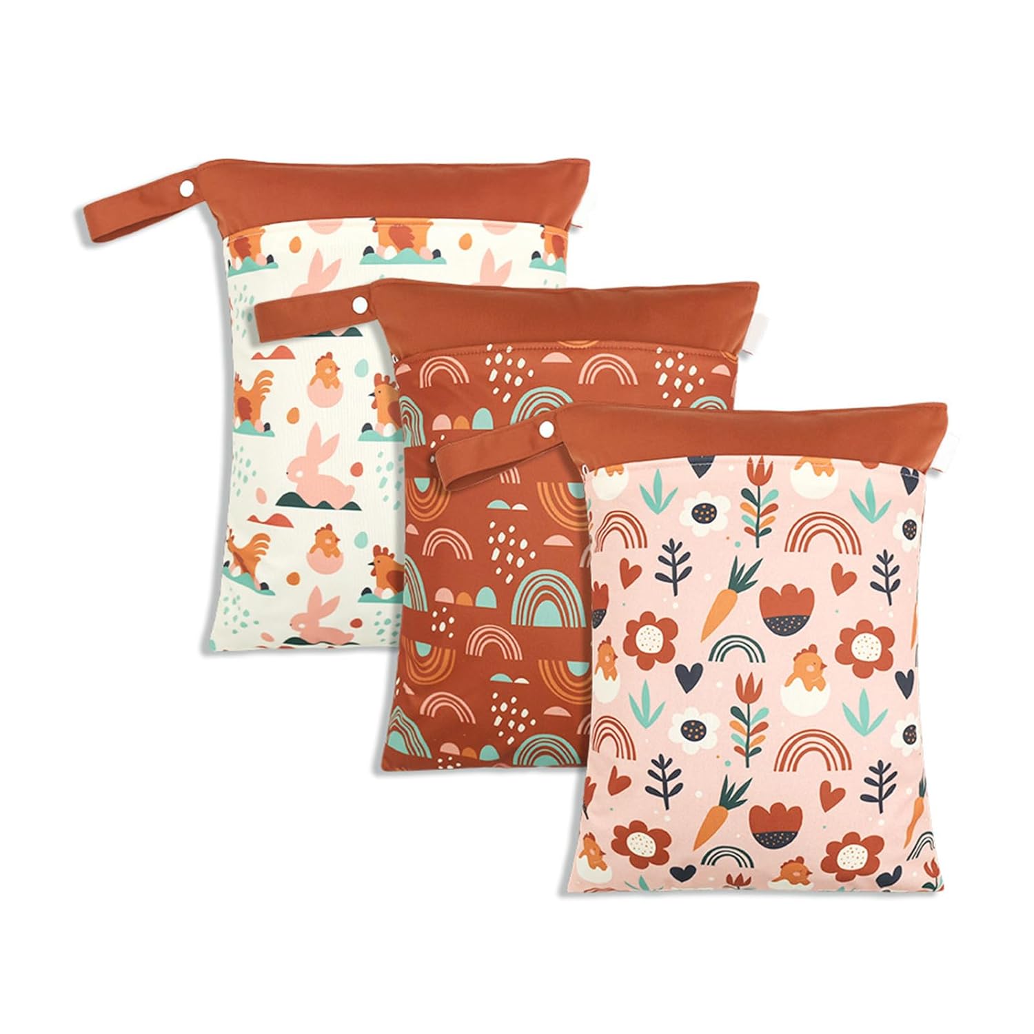 3pcs Baby Nappy Bag Reusable Dry Wet Bag Diaper Underwear Washable Wet Bag Infant Diaper Milk Bottle Storage Zipper Bags