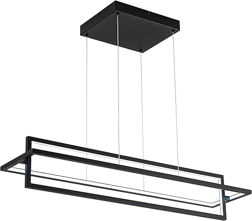 Miniatura 8 de SUNMOO Candelabro LED moderno colgante cuadrado contemporáneo lámpara colgante luz regulable para sala de estar, comedor, dormitorio, cocina,