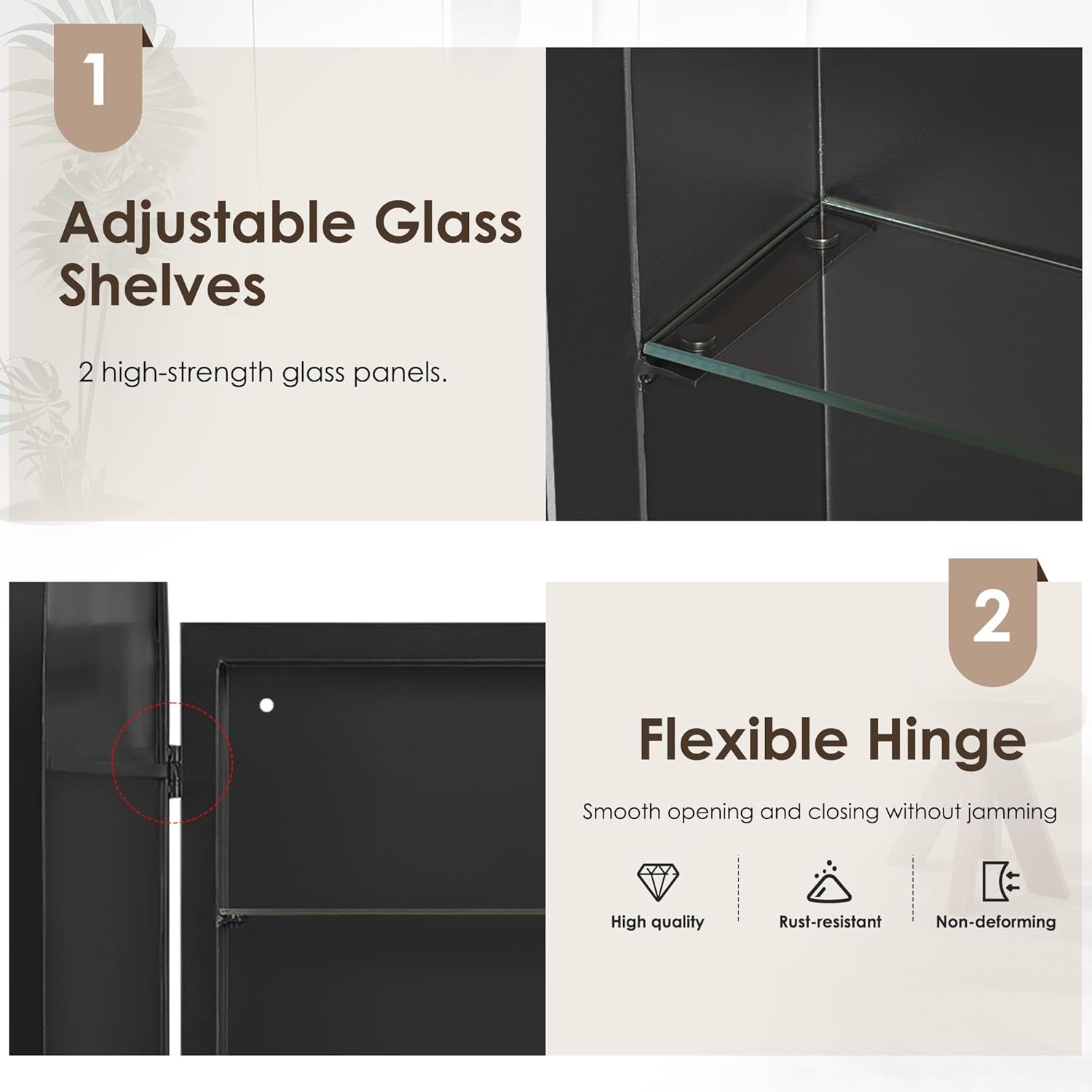 SDHYL Oval Medicion Mirror Cabinets, 34"x20" Recessed Wall Mounted Mirror Cabinets, Modern Elegant Decoration Mirror with Adjustable Storage for Bathroom Living Room Vanity, Black Black 34x20 inch