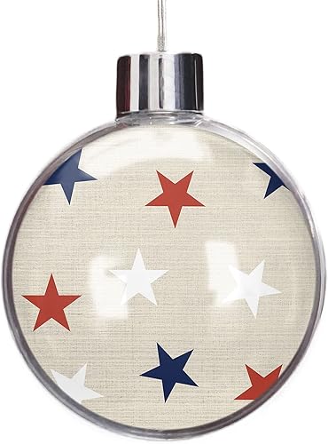 Adornos de bolas de Navidad 2022, 4 de julio, bola transparente para árbol de Navidad, inastillable, Día de la Independencia, estrella