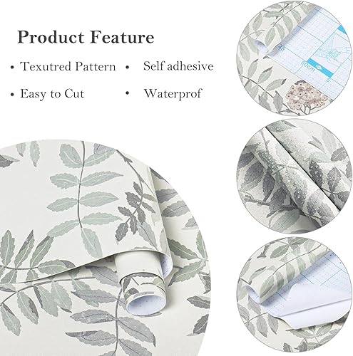 Miniatura 9 de Papel tapiz floral de 16.1 x 197 pulgadas, papel tapiz de contacto con flores, diseño de hojas de rosas rosa claro, papel autoadhesivo extraíble