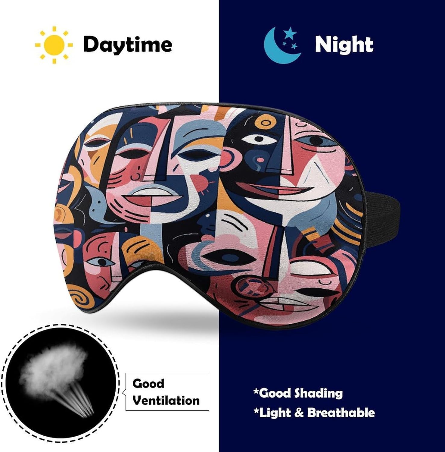 Hand Drawn Human Faces Sleep Mask Eye Mask Travel Eye Cover image 5