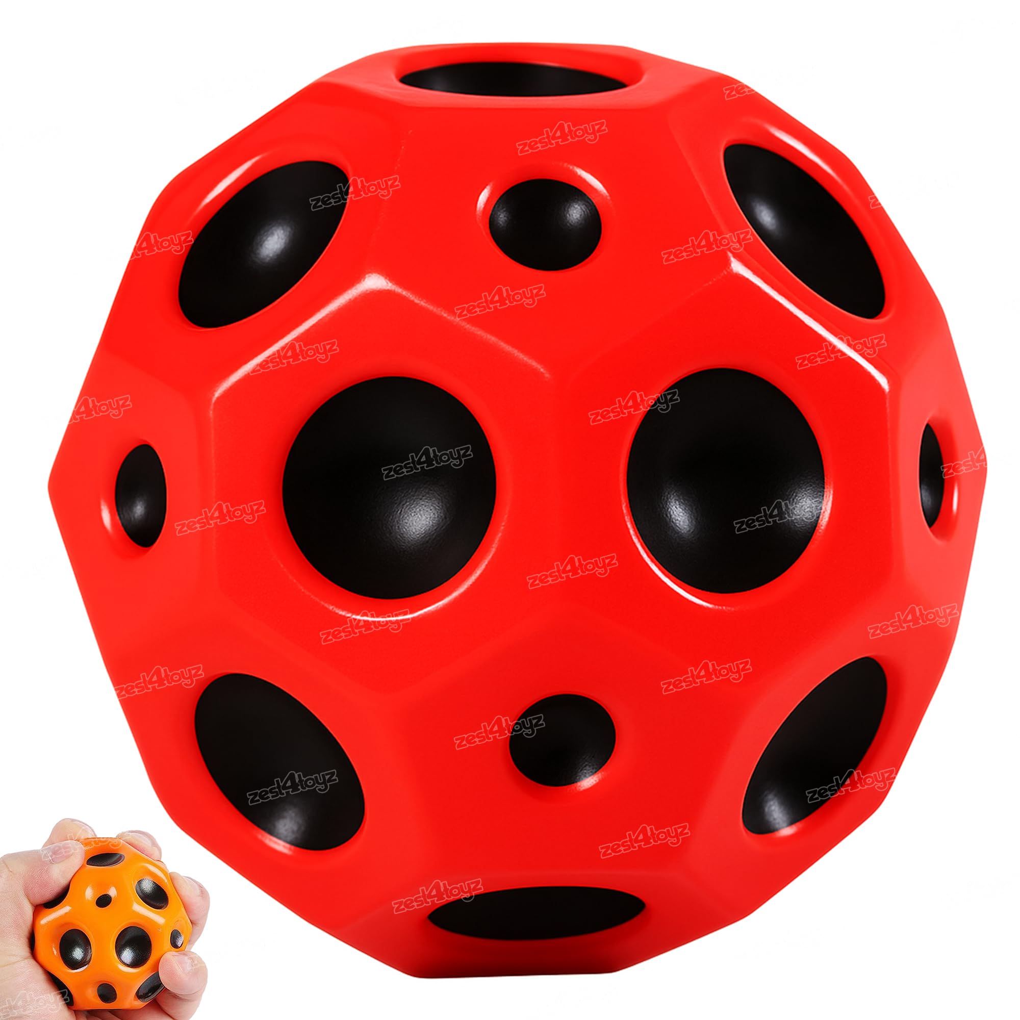 Zest 4 Toyz Bouncing Moon Ball for Kids with Soft Rubber Stress Ball Set Playground Toy Best Gift for Boys and Girl - Pack of 1 (Random Color)