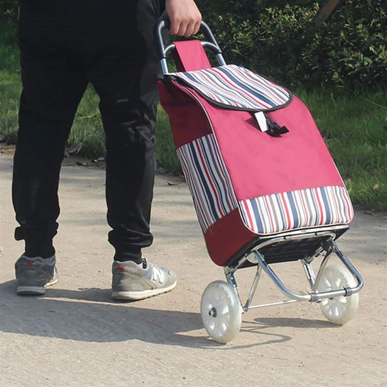 THEGA Borsa di Ricambio Pieghevole per Carrello della Spesa - 40L Borsa Portaoggetti in Tessuto Oxford per Uso Domestico di Grande capacità, Accessori per Carrelli, L34XB21XH56CM (Color : Beige
