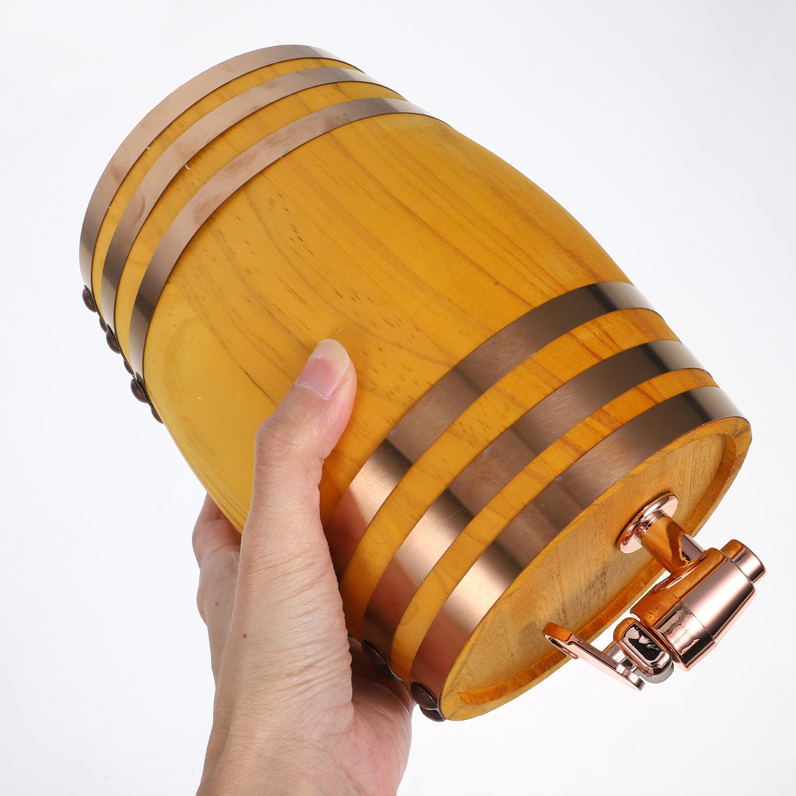 USHOBE Dispensador de Vino y Cerveza de Madera Capacidad de 1l, Soporte Resistente y Grifo de Resina, Adecuado para Fiestas y Uso Doméstico