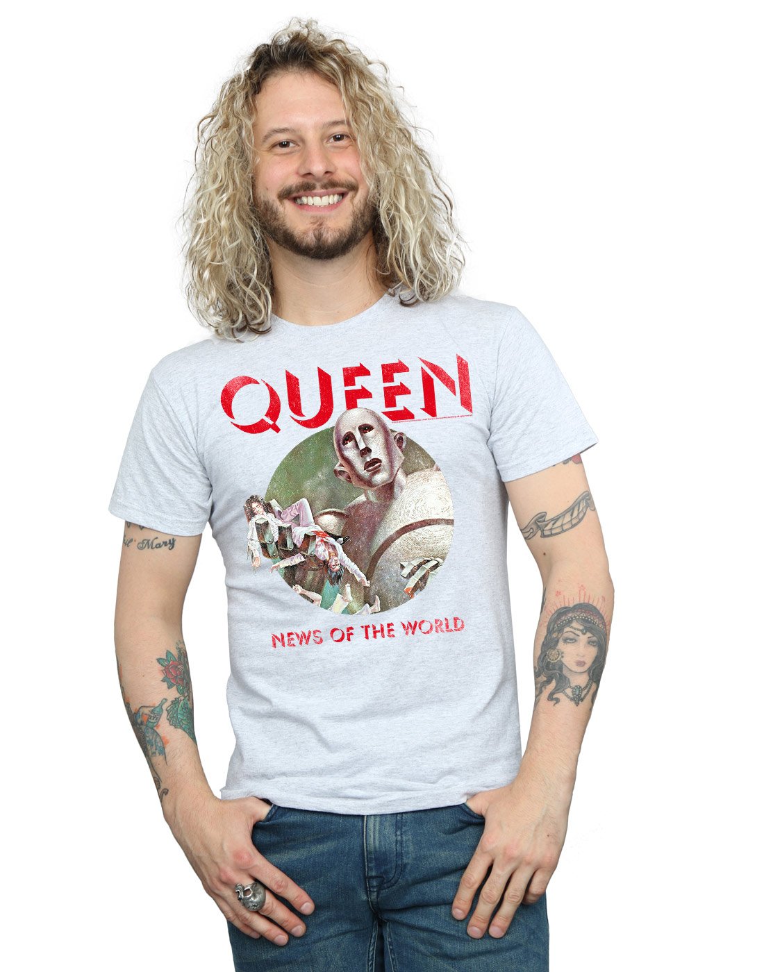 Absolute Cult Queen Men's News of The World T-Shirt Sport Grey XX-Large