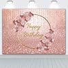 BINQOO 7x5ft Rose Gold Birthday Background Pink Happy birthday Backdrops Photography Queen Women Sweet Princess Girl 1st 16st 18th Birthday Party