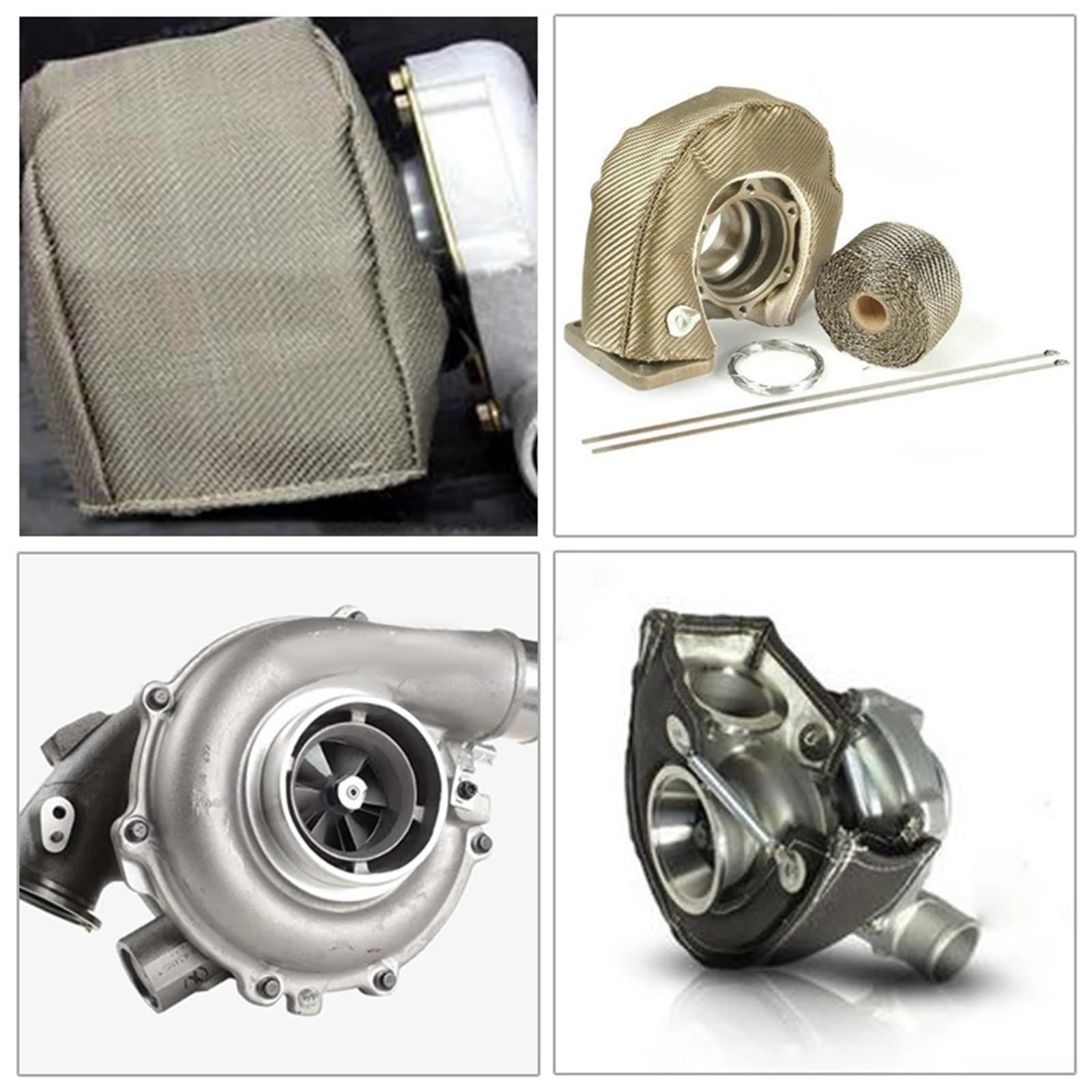 Abgasturbolader T3 T4 T6 Turbolader-Abdeckung, Wickeldecke, Wärmebarriere-Abdeckung, Turbo-Hitzeschild-Abdeckung, Wickelzubehör, Silikonfaser Car Turbocharger(For T4)