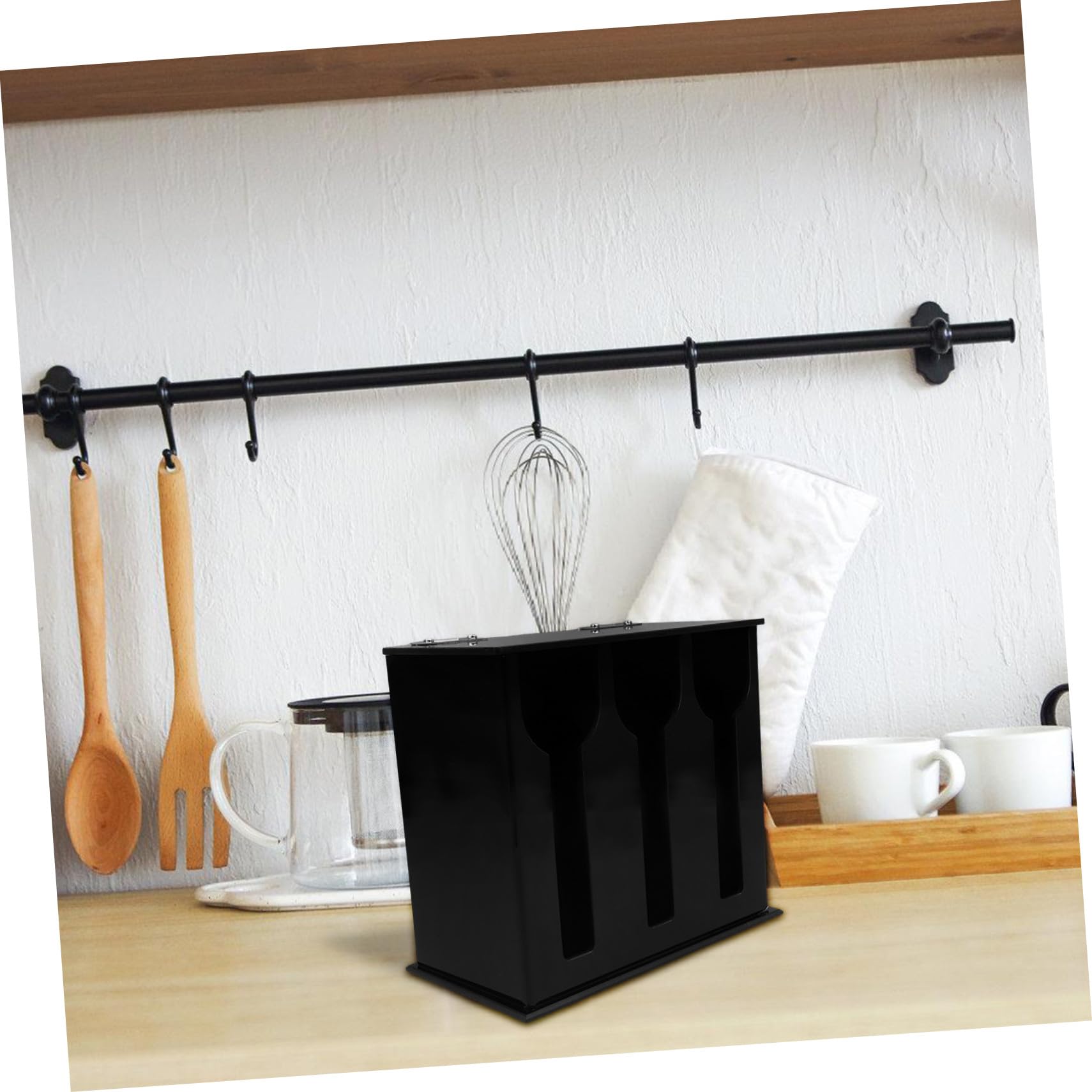 STOBAZA Organizador de Utensilios de Acrílico 3 Compartimentos Soporte Estable para Cucharas y Cuchara