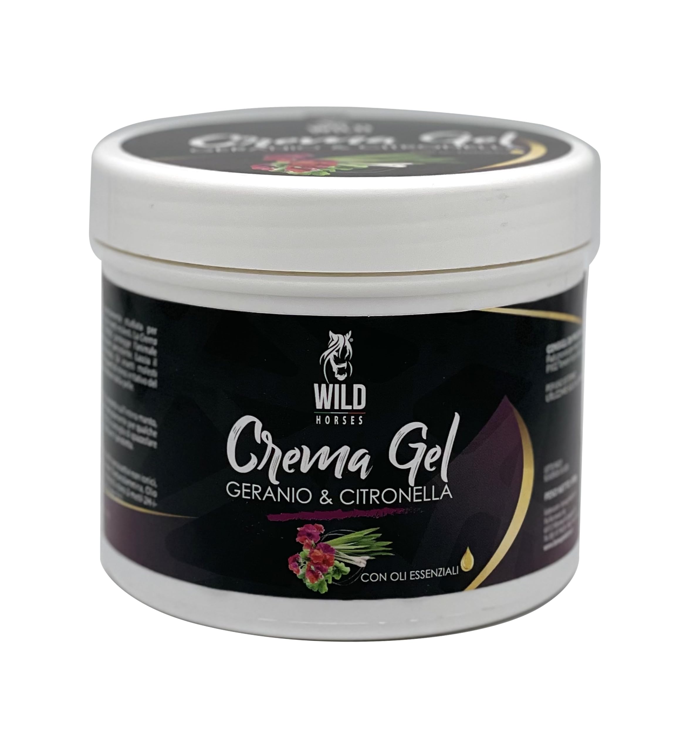 Wild Horses | Crema Gel Geranio & Citronella con Oli Essenziali, Azione Barriera contro gli Insetti, per un Manto Lucido e Profumato, 500g, Made in Italy