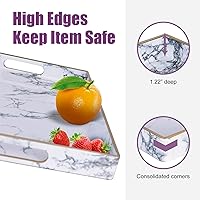 Vista 88 de Gifturbo Bandeja negra para servir, bandejas decorativas de mármol con asas, bandeja de mesa auxiliar, bandejas de plástico rectangulares otomanas