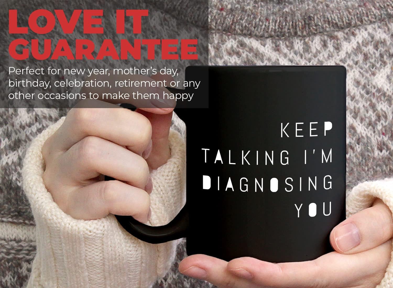 Bubble Hugs Psychology Two Tone Red Coffee Mug 11Oz - Keep Talking I'm Diagnosing You - School Psychologist for Psychiatrist Teacher Therapist Doctor
