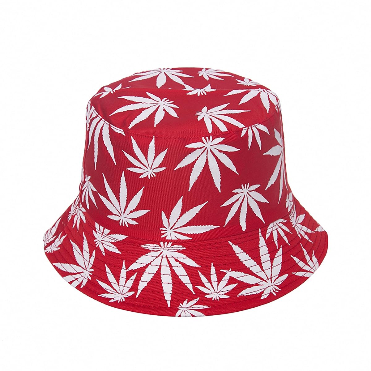 Punk - Gorras de pescador con diseño de hojas rojas, color negro, verde, rojo, para hombre