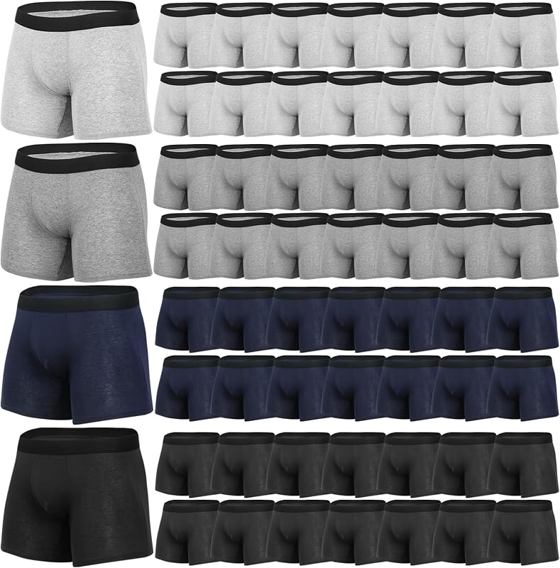 60 Packs Mens Cotton Boxer Briefs Underwear Bulk Assorted Size and Color Multipacks for Men Shelter Donation Homeless