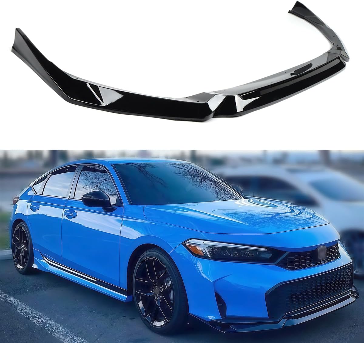 Front Lip Compatible with Honda Civic Sedan & Hatchback 2025 2026, Front Bumper Air Dam Chin Splitter Body Kit (Glossy Black)