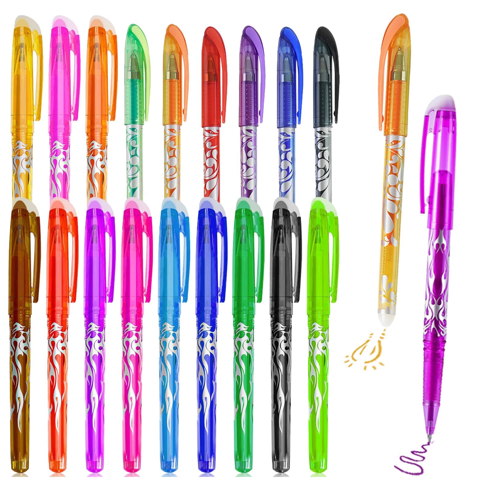 Lot de 18 stylos à bille effaçables - Stylo à bille effaçable - Pour fournitures de bureau, fournitures scolaires et étudiants