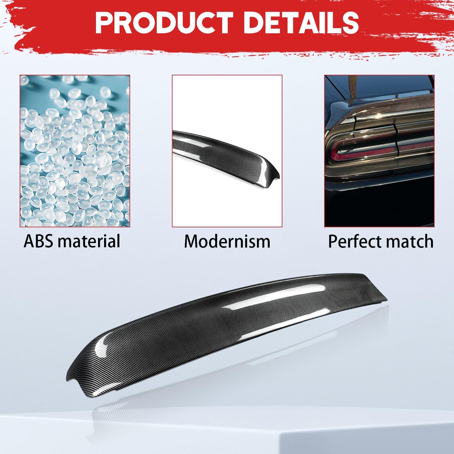 Rear Trunk Wing Spoiler for Dodge Challenger SRT 2015-2023 Hellcat Redeye Style, Dodge Challenger Accessories Carbon Fiber Rear Spoiler with Camera Hole