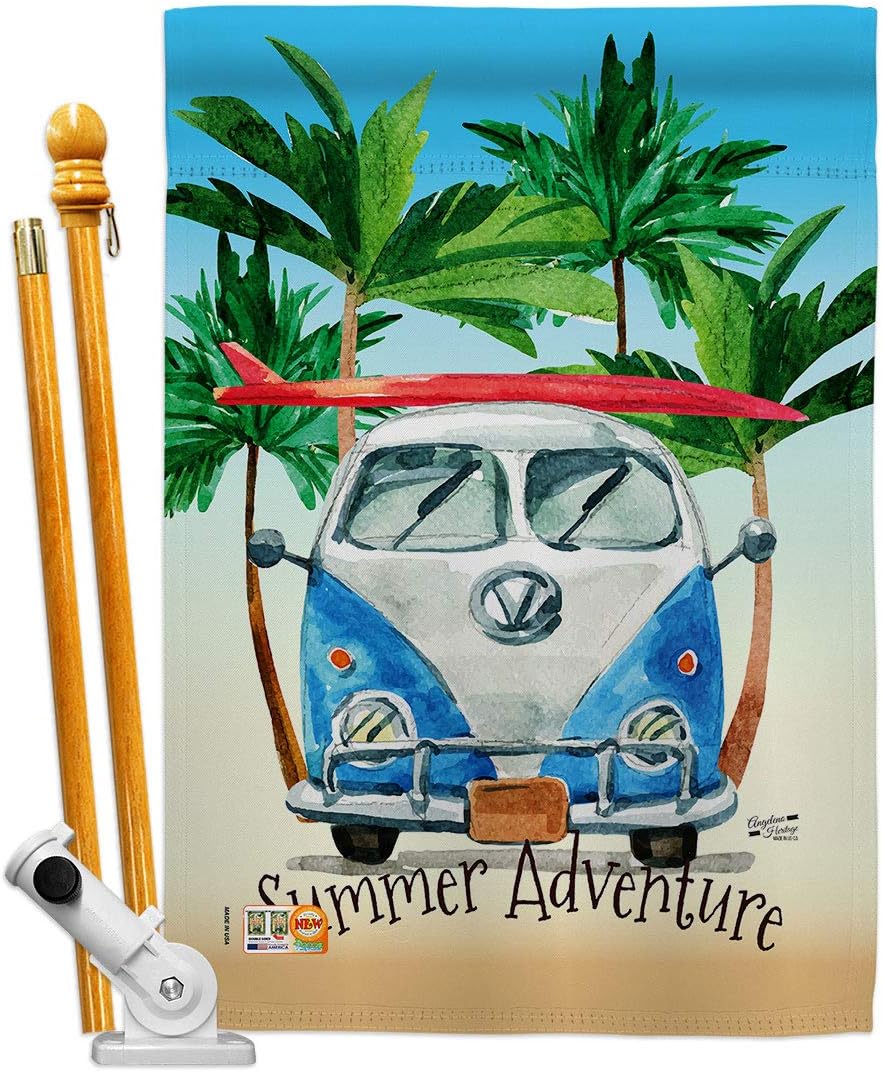 Summer Adventure House Flag Summertime Fun and Sun Beach Pool Luau Tropical Party Season Outdoor Sunny Small Decorative Gift Yard Banner Made In USA 28 X 40