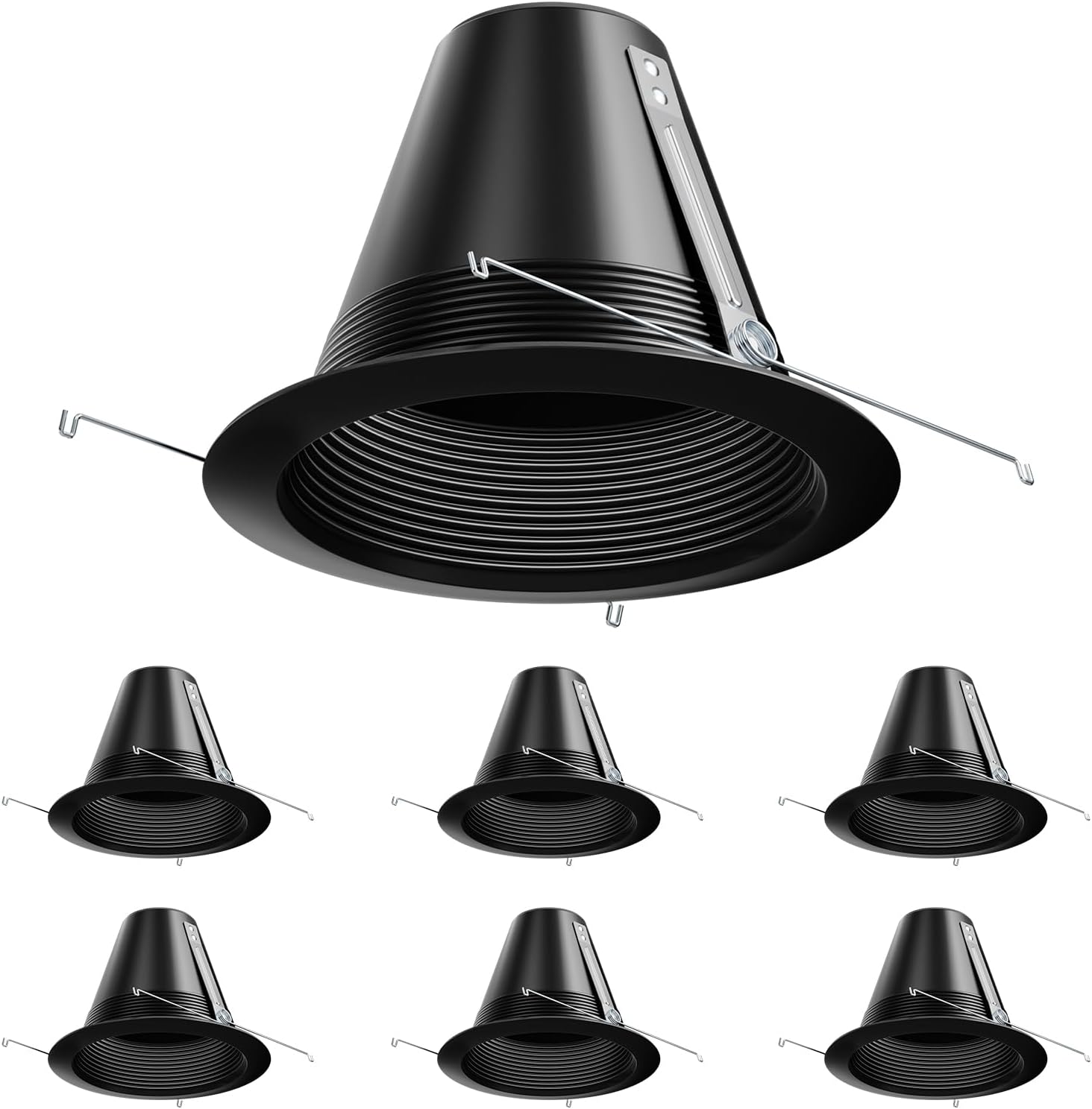 12 Pack Can Light Baffle,6 Inch White Baffle Recessed Can Light Trim,Recessed Can Trim Anti-Glare,All Metal Material,White