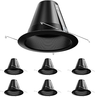 6 Pack 6" Recessed Can Light Trim,for 6 Inch Can,Black,All-Metal