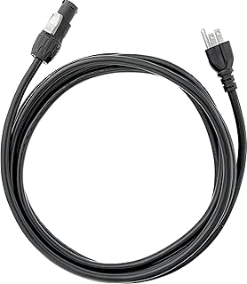 Edison NEMA 5-15P Male to True1 Female 10â€™ Locking Mains Power Cable, 14 AWG