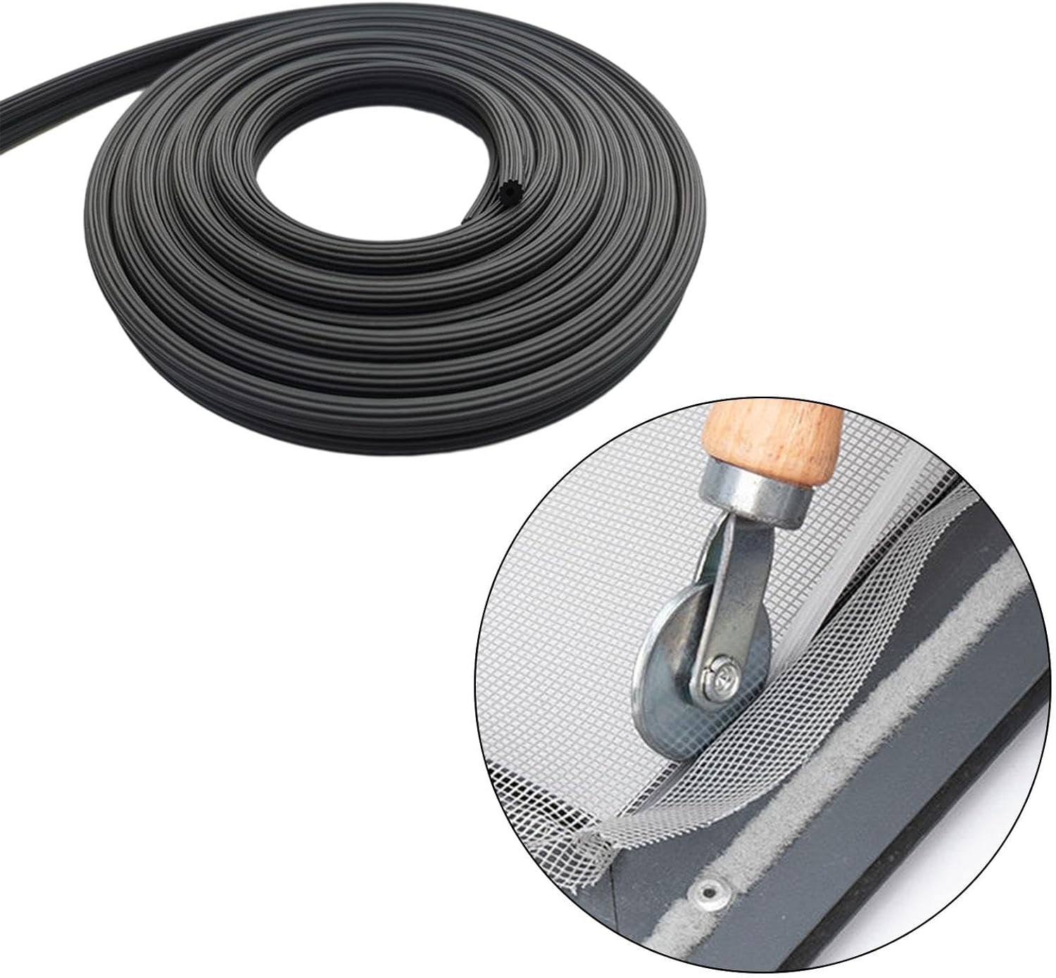 Window Screen Spline, Window Screen Retainer Spline, Black, Door and Window Mesh Screen Spline Window Screen Repair, 3.5mm