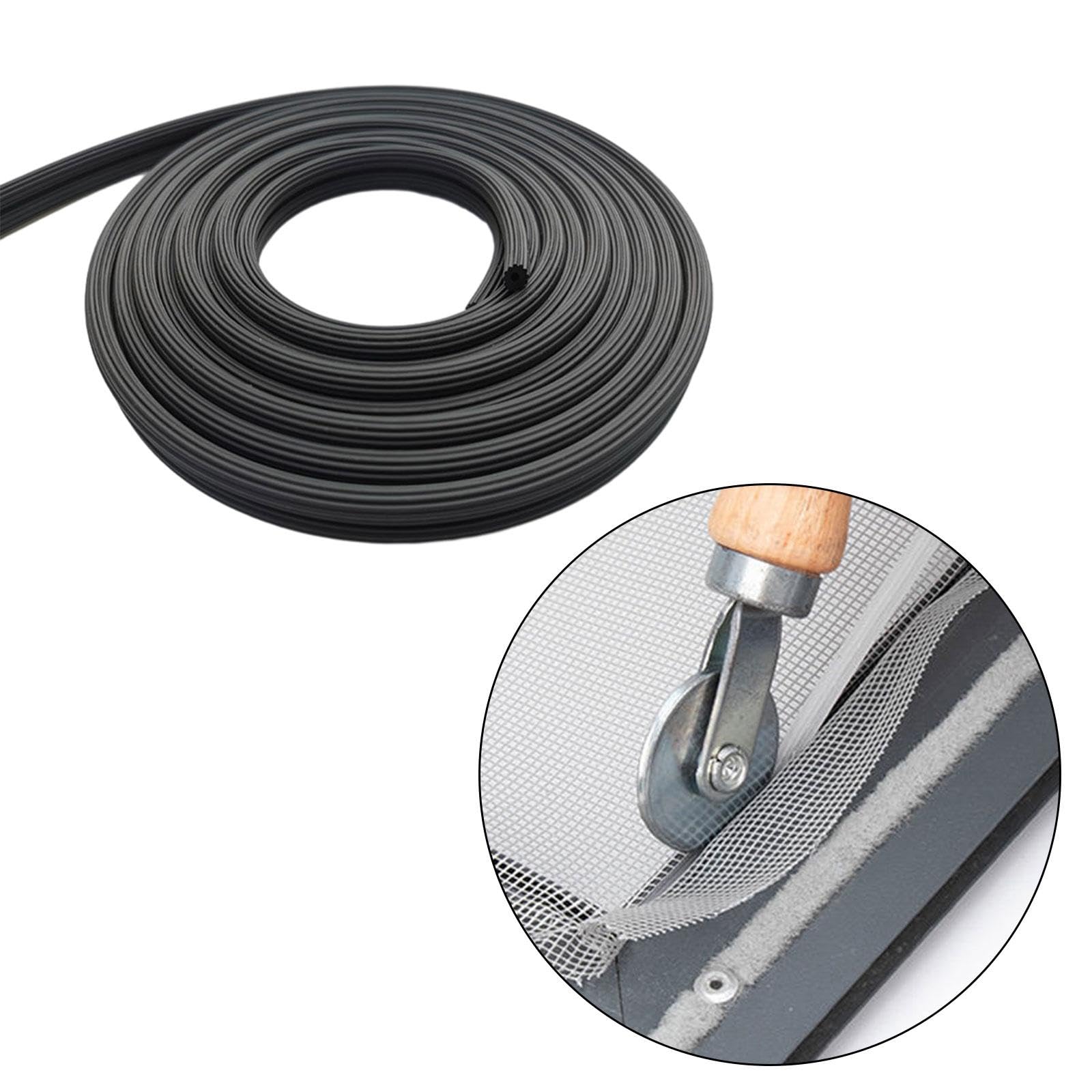 Uxcell TPE Screen Spline, 0.18"x65.6ft Round Window Screen Repair Retainer Spline For Door Window Screens Replacement (20 Meter, Black - View #4