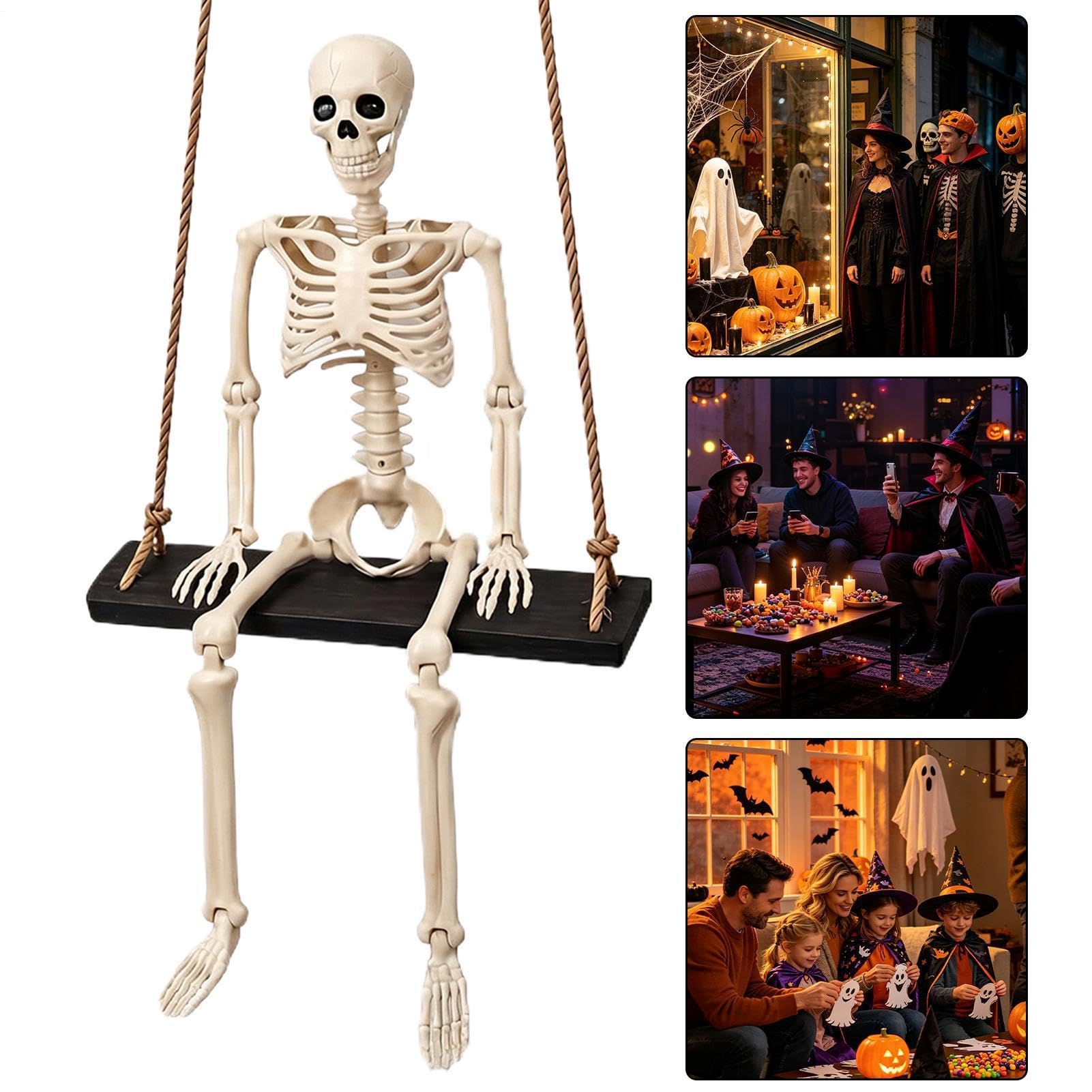 Scheletro Dondolante Di Halloween Addobbo Spettrale Giardino Halloween | Ornamenti Da Appendere All'Albero Per Giardino, Corte, Portico, Patio, Grondaia, Case Infestate Per Feste