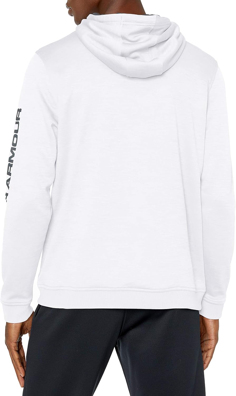 Under Armour Armour Fleece Pullover Hoodie bar Logo Graphic, White//Pitch Gray, Large