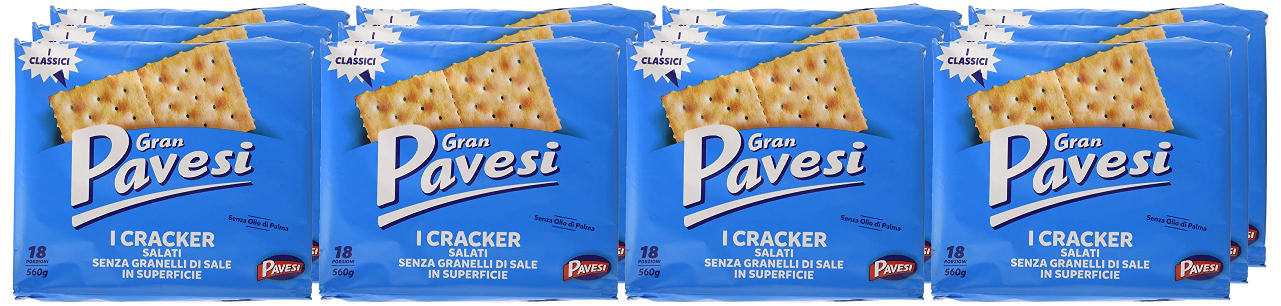 Pavesi Lot de 12 rackers Gran Bleu 560 g Snack salé, Multicolore, Unique