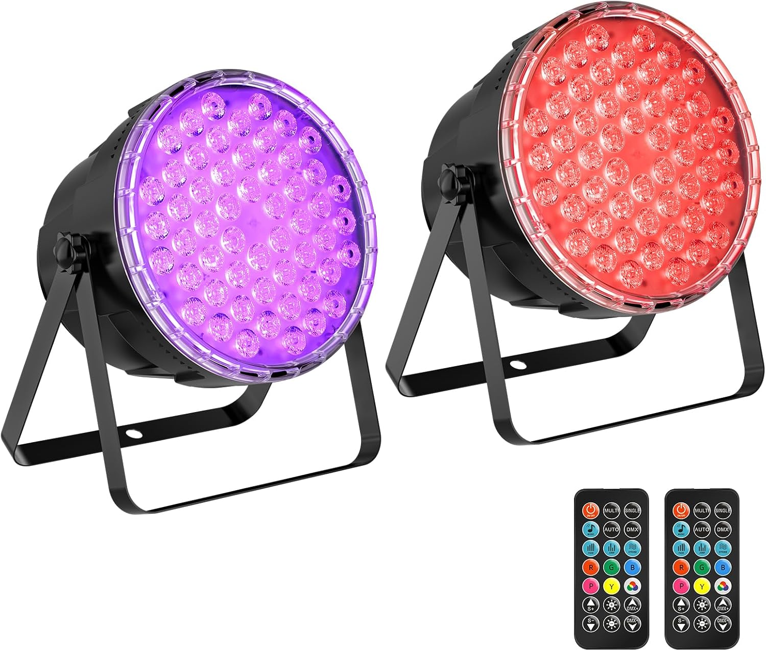 Big Dipper LED Stage Lights Par Lights 54X3W RGB 3in1 Bright Lighting with Master-Slave DMX 512 Sound Activated Spotlights Uplights Remote Control for Event Concert Club Church 2 Pack