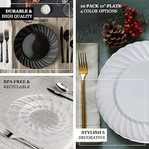 Miniatura 4 de Efavormart - Paquete de 12 platos de postre de plástico con borde blanco de 7.5 pulgadas, platos de ensalada desechables redondos