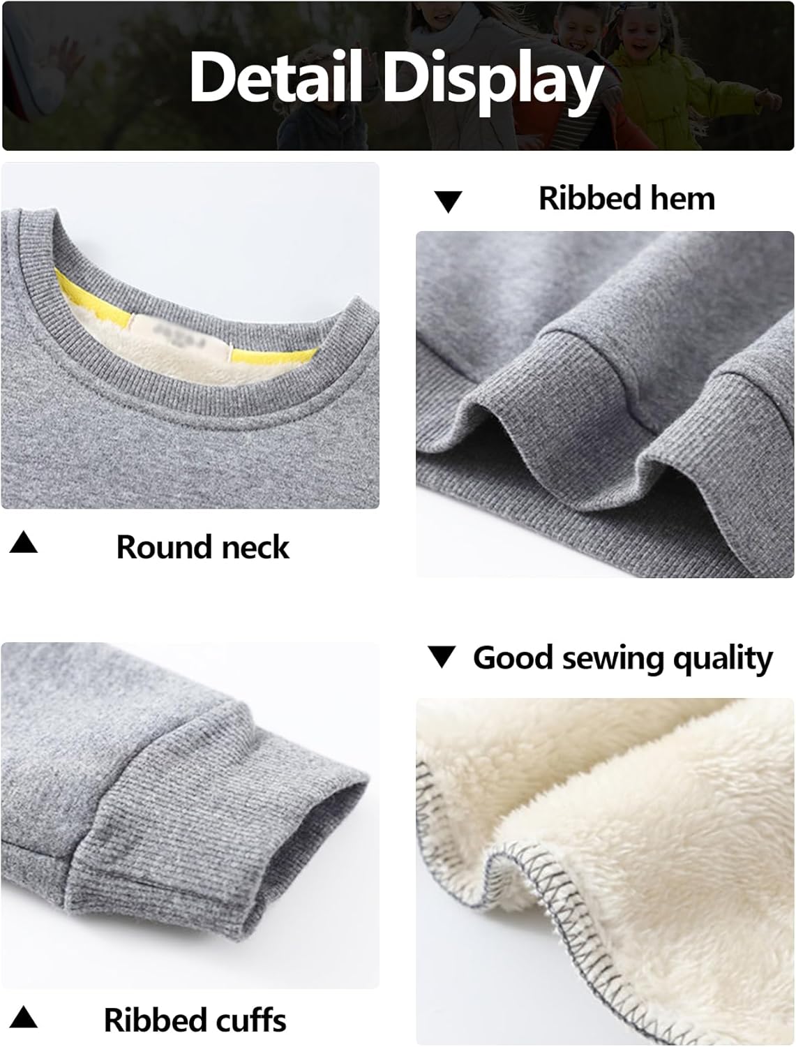 Girls Sweatshirt Kids Fleece Lined Sweatshirts Winter Warm Sherpa Crewneck Pullover