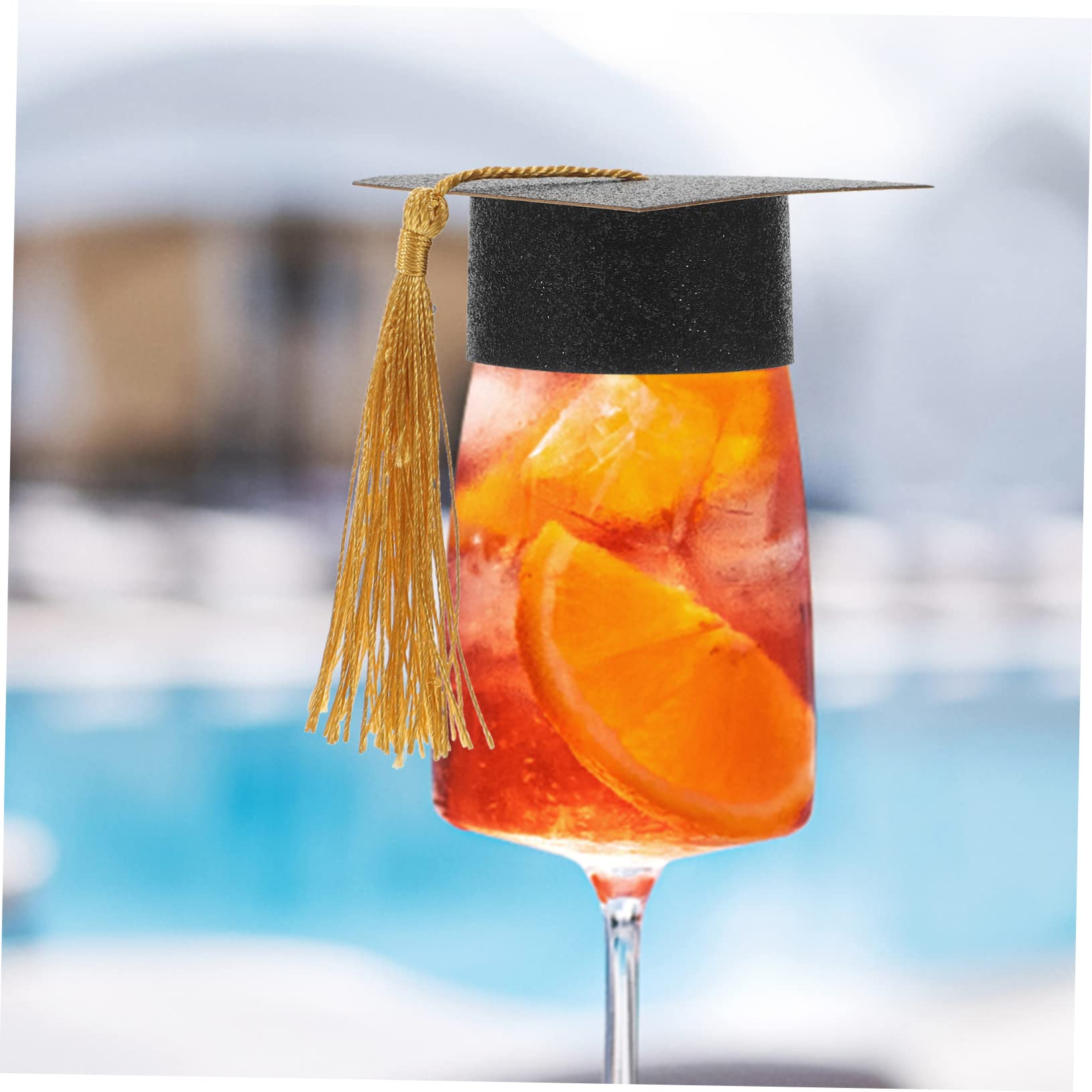 5sets Graduation Cap Mini Dekorative Hüte Für Getränke Wein Kelche 10 Stücke * 5