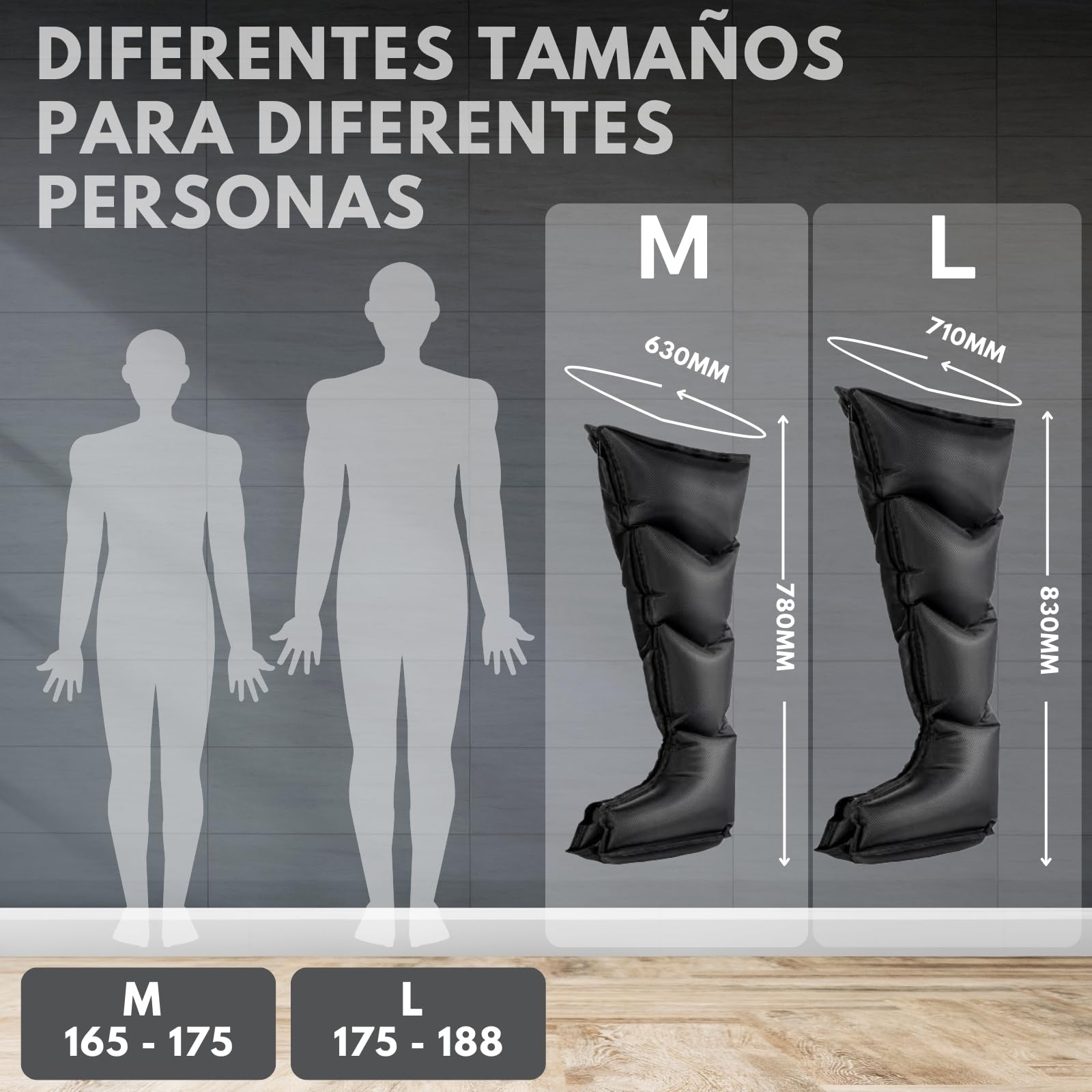 Presoterapia para Casa, Masajeador de Piernas Inalámbrico y Recargable, Botas de Compresión para Circulación, Recuperación Muscular, Drenaje Linfático y Celulitis, Batería de 4H (L)
