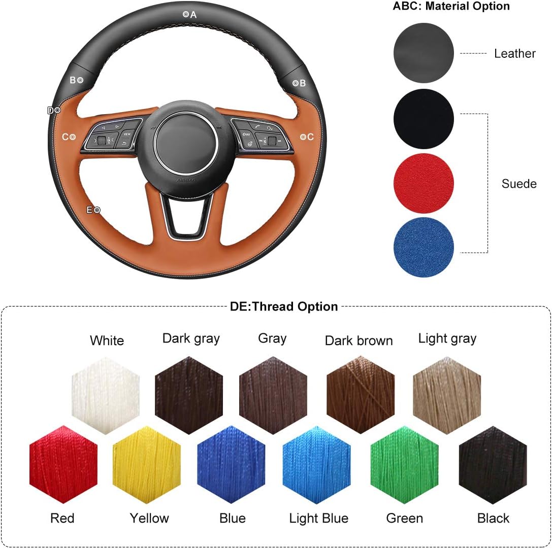 MEWANT Steering Wheel Covers for Audi A3 2017-2019 / A4 2017-2019 / A5 2018-2019 / S5 2018-2019