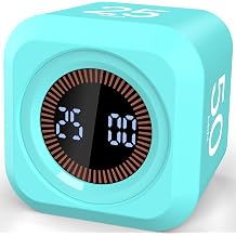 Pomodoro Timer Cube with Silicone Case 5/10/25/50 min, Vibrate&Sound Alarm