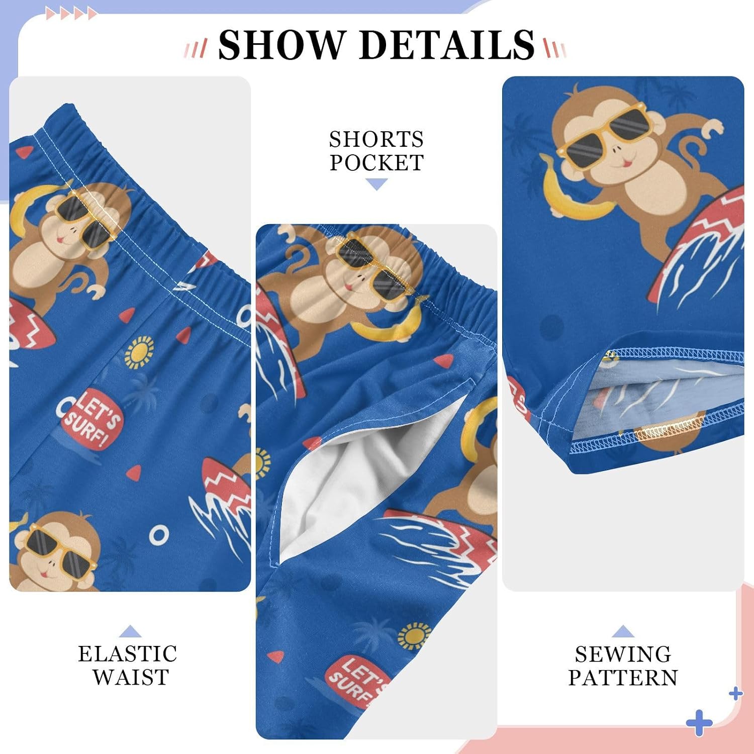 visesunny Joggers Pants for Boys Sweatpants Elastic Waist Animal Printed Long Bottoms Athletic Trousers with Pocket Size S-XL