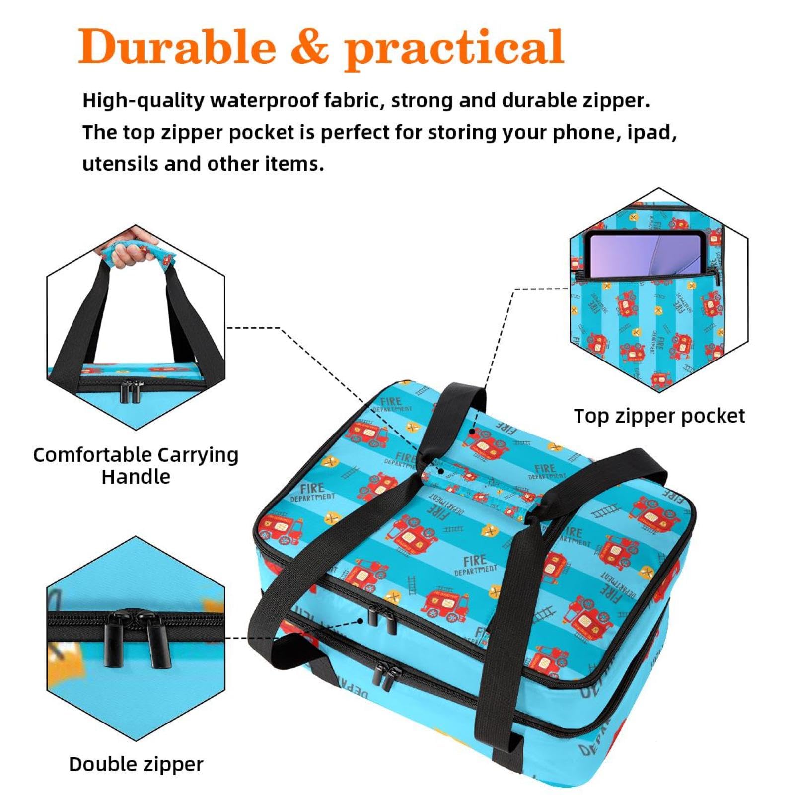 Grand sac à déjeuner isotherme pour homme et femme, double couche, étanche, étanche, réutilisable, sac fourre-tout pour le travail, l'école, le pique-nique, la plage, le camping, les voyages, camion