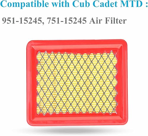 Miniatura 2 de Paquete de 3 filtros de aire 951-15245 con filtro de combustible 951-12296 compatible con Cub Cadet 159cc 196cc cortacésped motor para filtro de