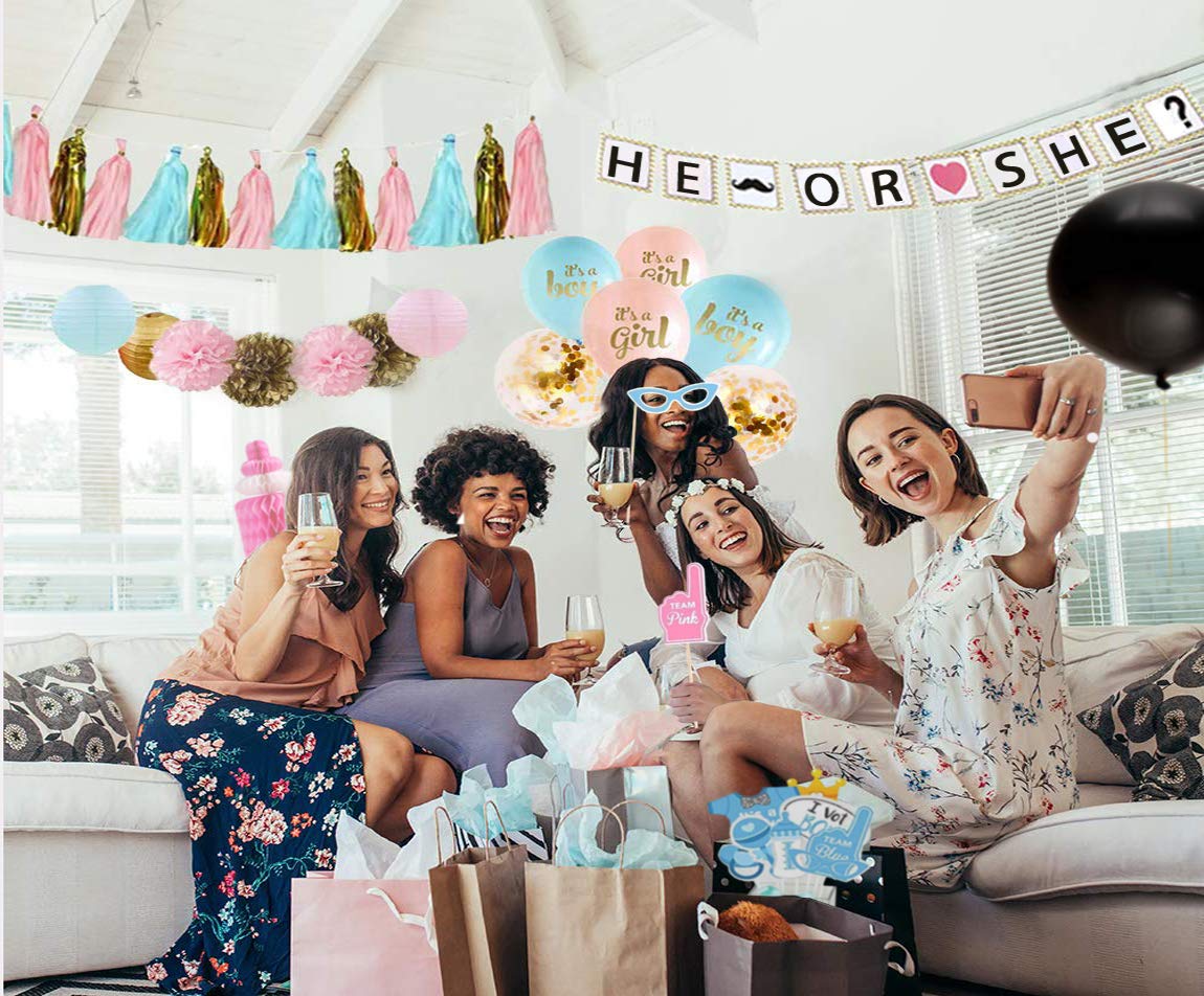 Buy Baby Gender Reveal Party Supplies Kit For Baby Boy Or Girl, Gender