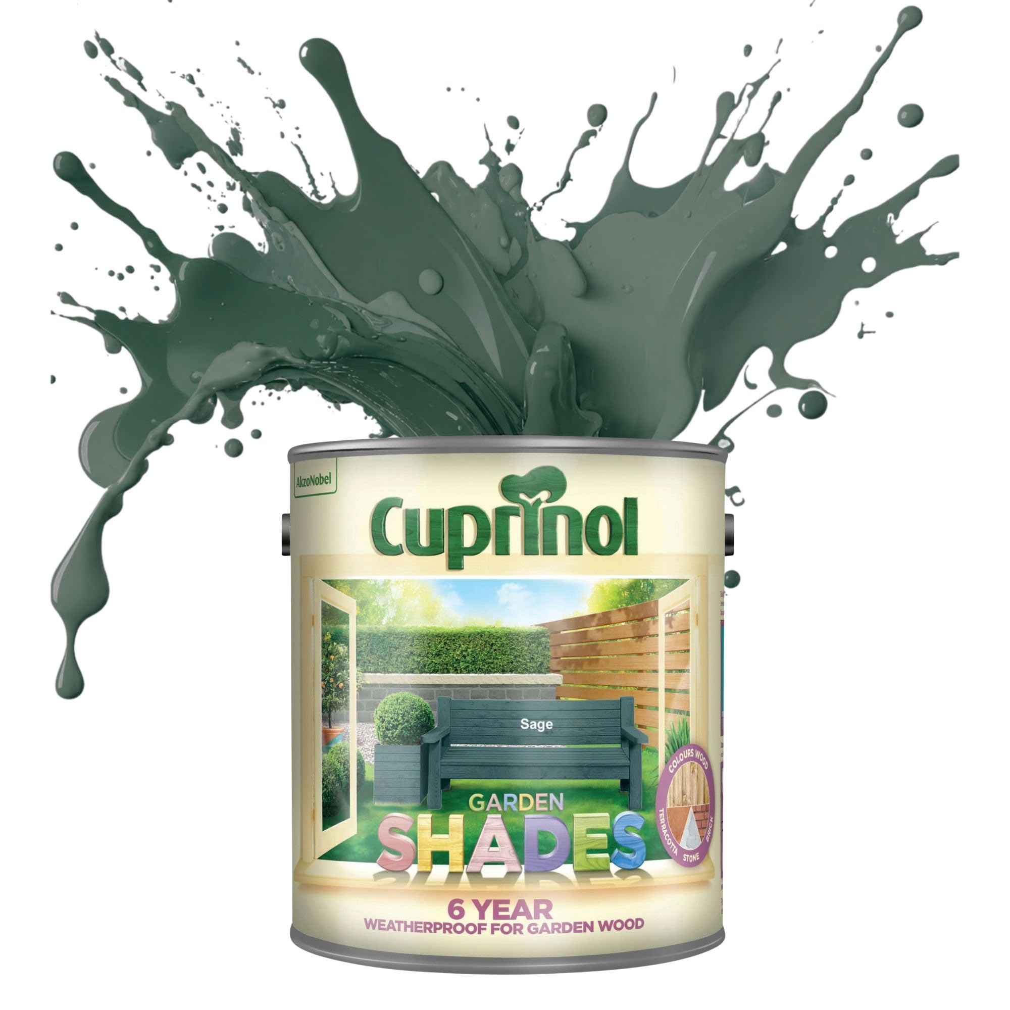 ARUUJ Garden Shades Sage, 2.5 Liters Fence Paint, Outdoor Wood Paint for Sheds, Gardens Furniture, Trellis Fence & Exterior Wood, Water Based Matt Finish, Weather Resistant