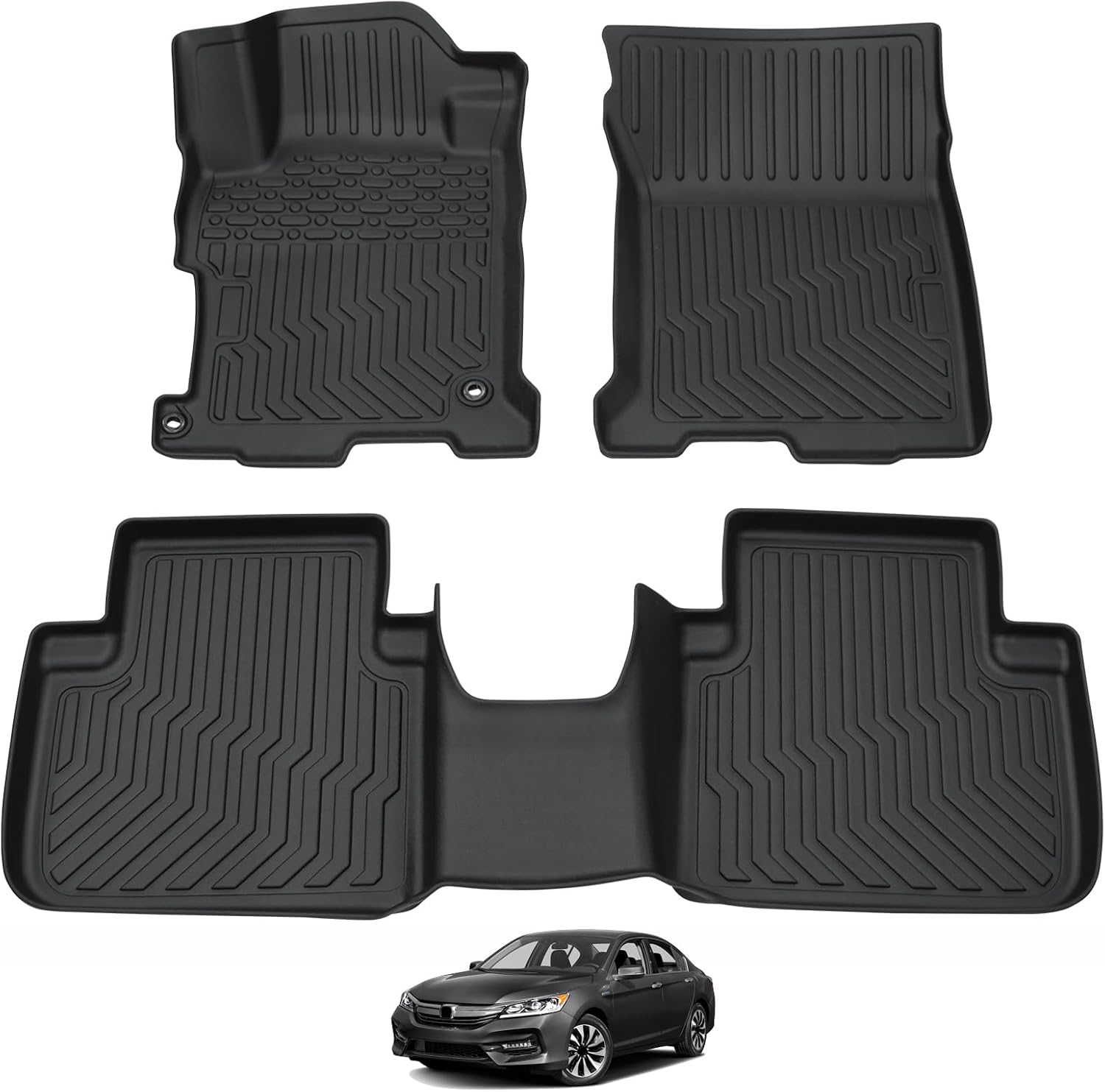 Car Floor Mats Compatible for 2013-2017 Accord All-Weather 3D Floor Mats Anti-Skid Concave-Convex Cargo Liner Custom Fit Front Rear Carpet