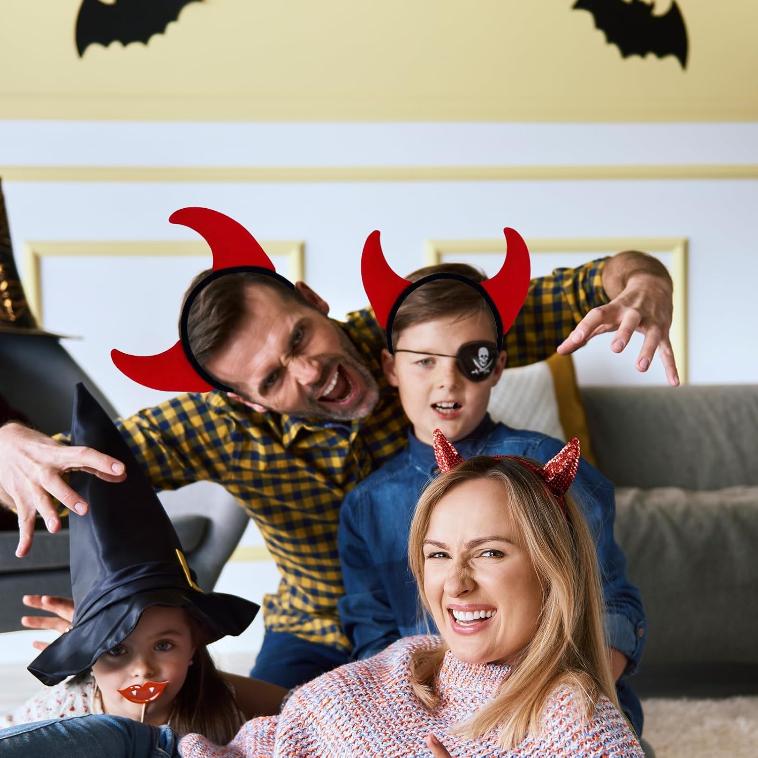 Devil Horns Headband Halloween Cosplay Costume Accessories for Adult Kids Women Girls, Soft Red Devil Headwear Handmade Cute Fancy Hair Hoop - Image 4