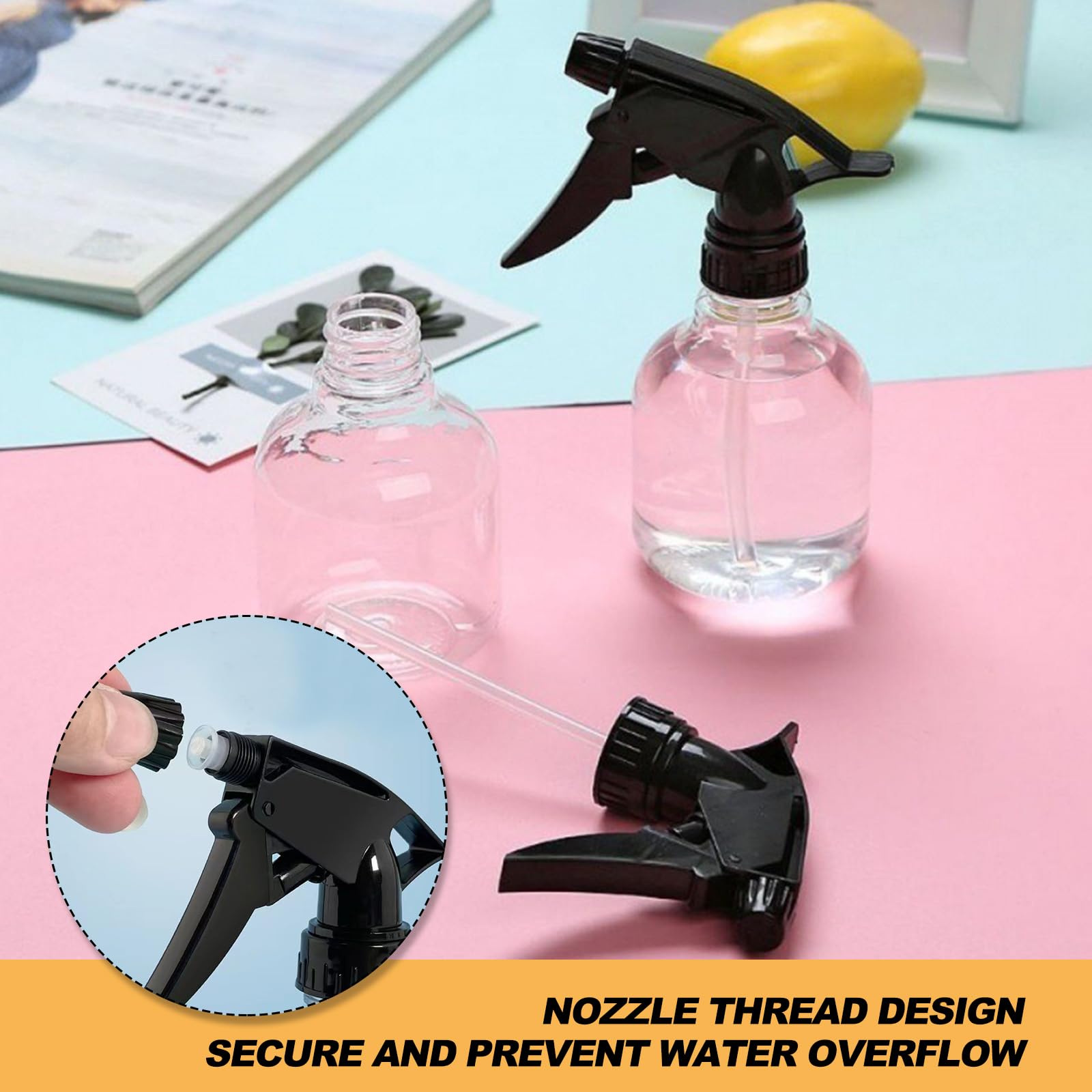 Botella de spray vacía de 250 ml, botella de spray de agua para el cabello, botellas pulverizadoras de plástico para limpieza del cabello, 3 unidades