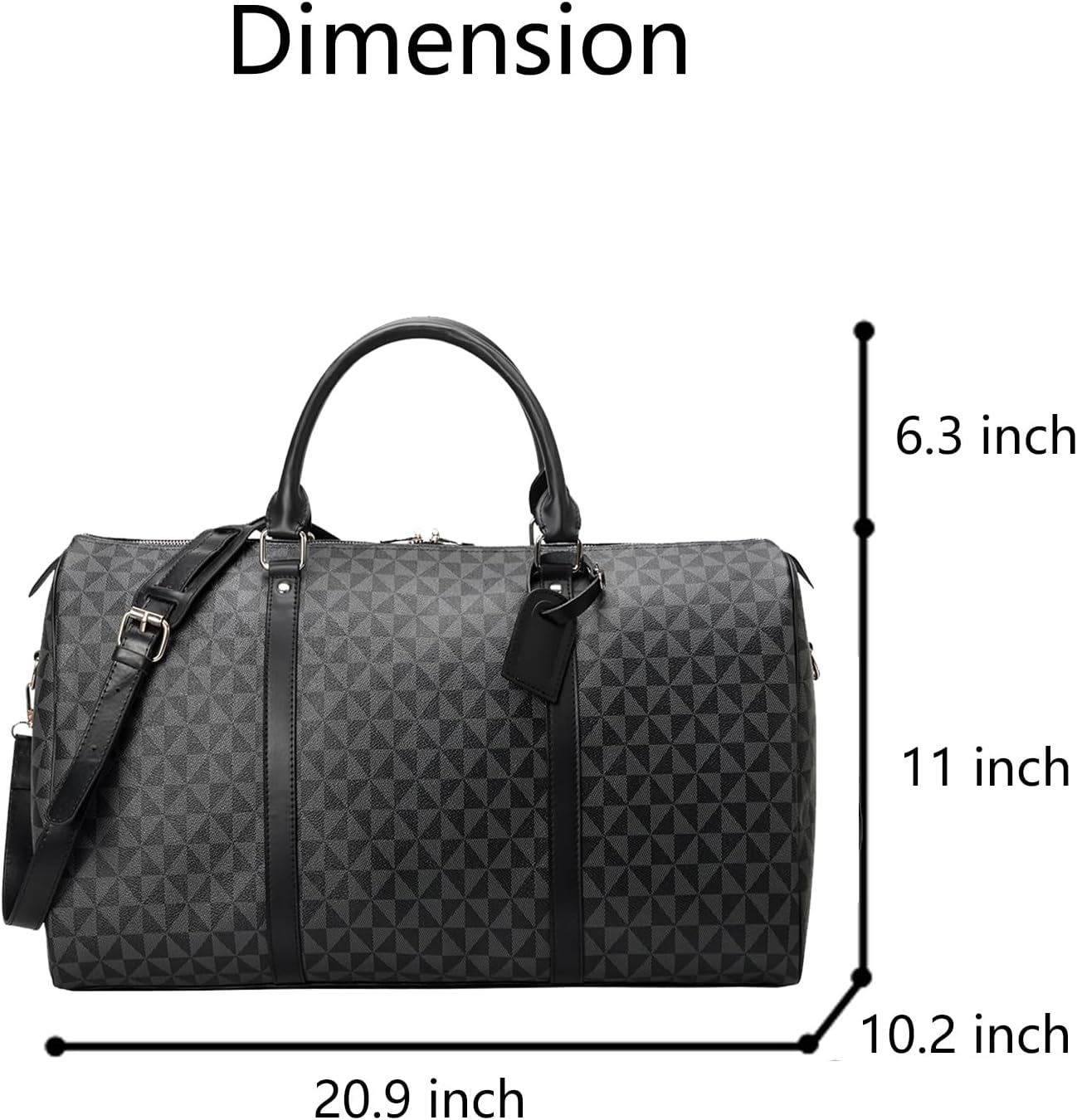 Large capacity Lightweight Weekender Bag Travel Duffel Bag for Women Men Overnight with Toiletry Bag Traveling Handbag for Gym Holiday (Black) - Image 2