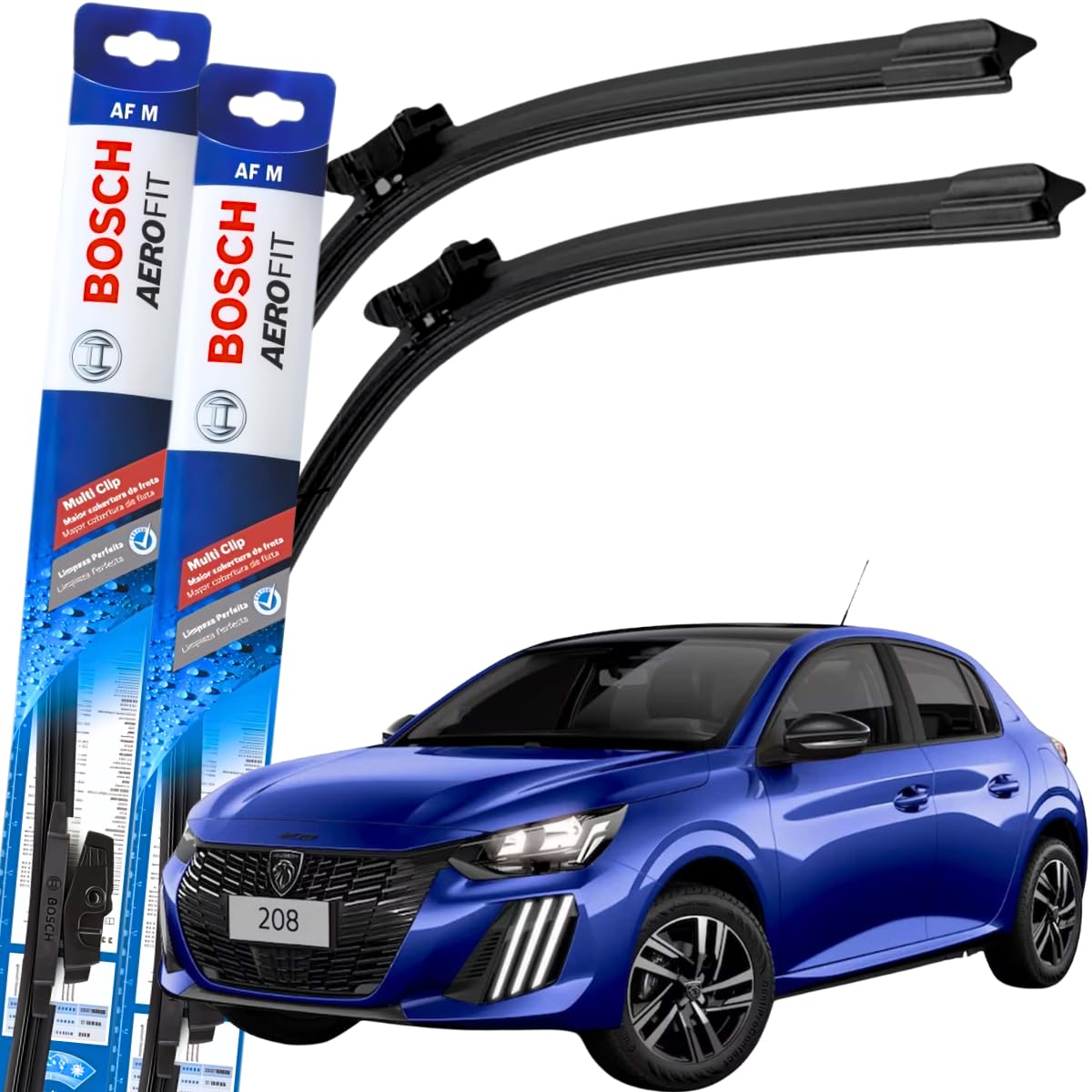 Par Palheta Limpador Parabrisa Original Bosch Multiclip Peugeot